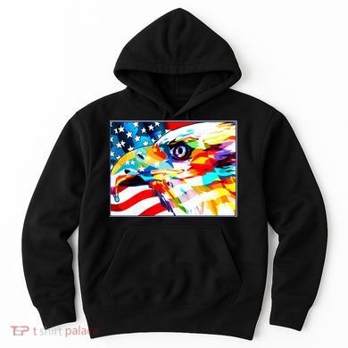 Colorful USA American Flag Eagle Head Pop Art Hoodie