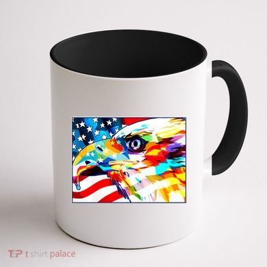 Colorful USA American Flag Eagle Head Pop Art Coffee Mug back
