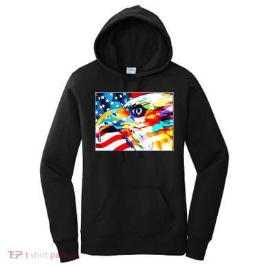 Colorful USA American Flag Eagle Head Pop Art Women's Hoodie