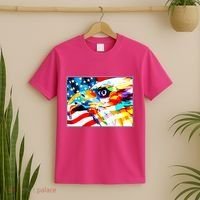 Colorful USA American Flag Eagle Head Pop Art T-Shirt thumb 2