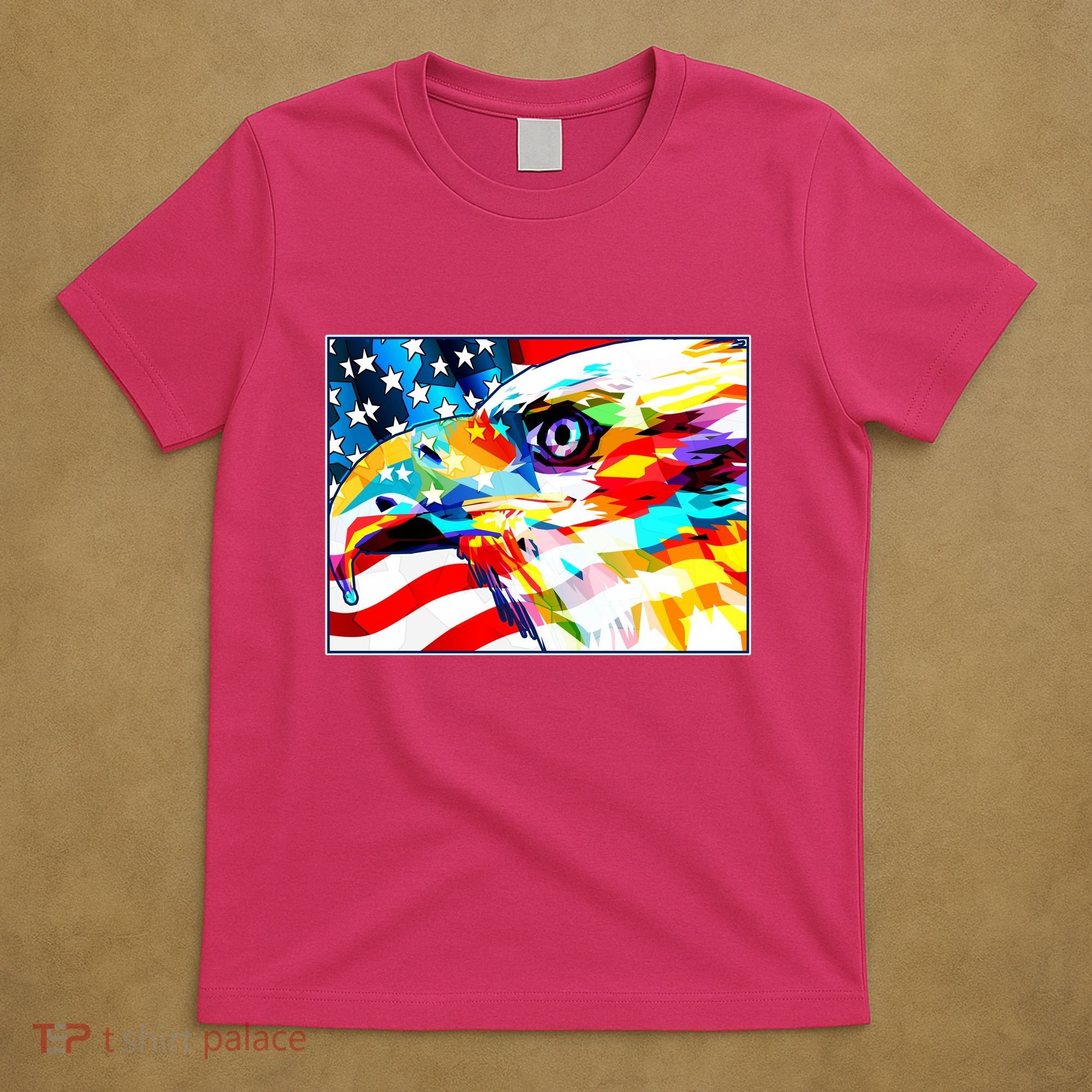 Colorful USA American Flag Eagle Head Pop Art T-Shirt