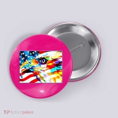 Colorful USA American Flag Eagle Head Pop Art Button