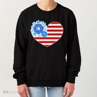 Cute USA American Flag Flower Heart Women's Sweatshirt thumb 0