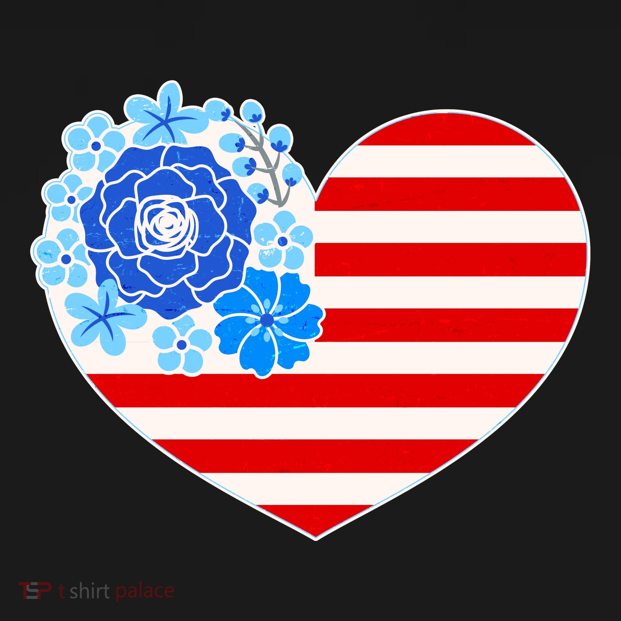 Cute USA American Flag Flower Heart Hoodie