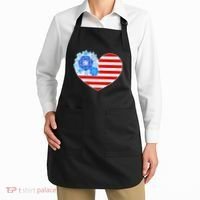 Cute USA American Flag Flower Heart Apron thumb 2