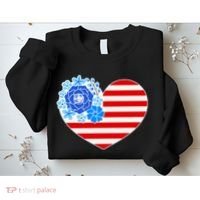 Cute USA American Flag Flower Heart Sweatshirt thumb 2