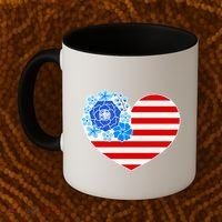 Cute USA American Flag Flower Heart Coffee Mug thumb 2