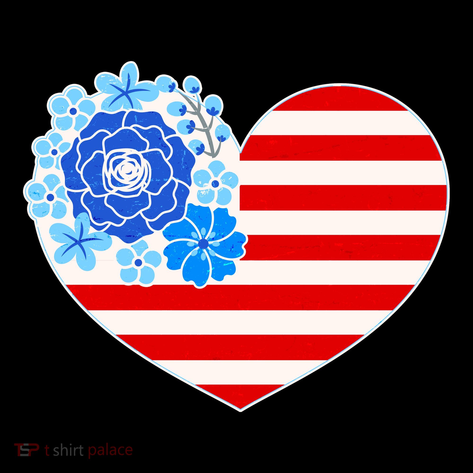 Cute USA American Flag Flower Heart Coffee Mug