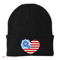 Cute USA American Flag Flower Heart Beanie thumb 0