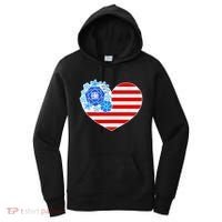 Cute USA American Flag Flower Heart Women's Hoodie thumb 0