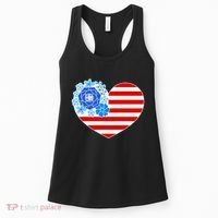 Cute USA American Flag Flower Heart Women's Tank Top thumb 0