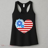 Cute USA American Flag Flower Heart Women's Tank Top thumb 3