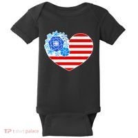 Cute USA American Flag Flower Heart Baby Bodysuit thumb 0