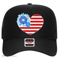 Cute USA American Flag Flower Heart Hat thumb 0