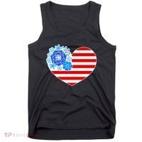 Cute USA American Flag Flower Heart Tank Top thumb 0