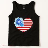 Cute USA American Flag Flower Heart Tank Top thumb 2