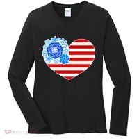 Cute USA American Flag Flower Heart Women's Long Sleeve Shirt thumb 0