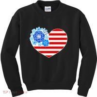 Cute USA American Flag Flower Heart Kids Sweatshirt thumb 0