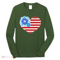 Cute USA American Flag Flower Heart Long Sleeve Shirt thumb 0