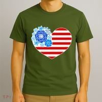 Cute USA American Flag Flower Heart T-Shirt thumb 3