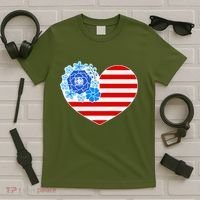 Cute USA American Flag Flower Heart T-Shirt thumb 5