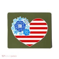 Cute USA American Flag Flower Heart Mousepad thumb 0