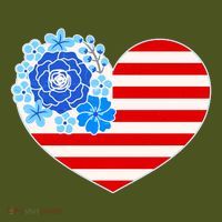 Cute USA American Flag Flower Heart Mousepad thumb 1