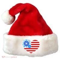 Cute USA American Flag Flower Heart Santa Hat thumb 0