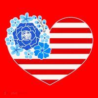 Cute USA American Flag Flower Heart Santa Hat thumb 1