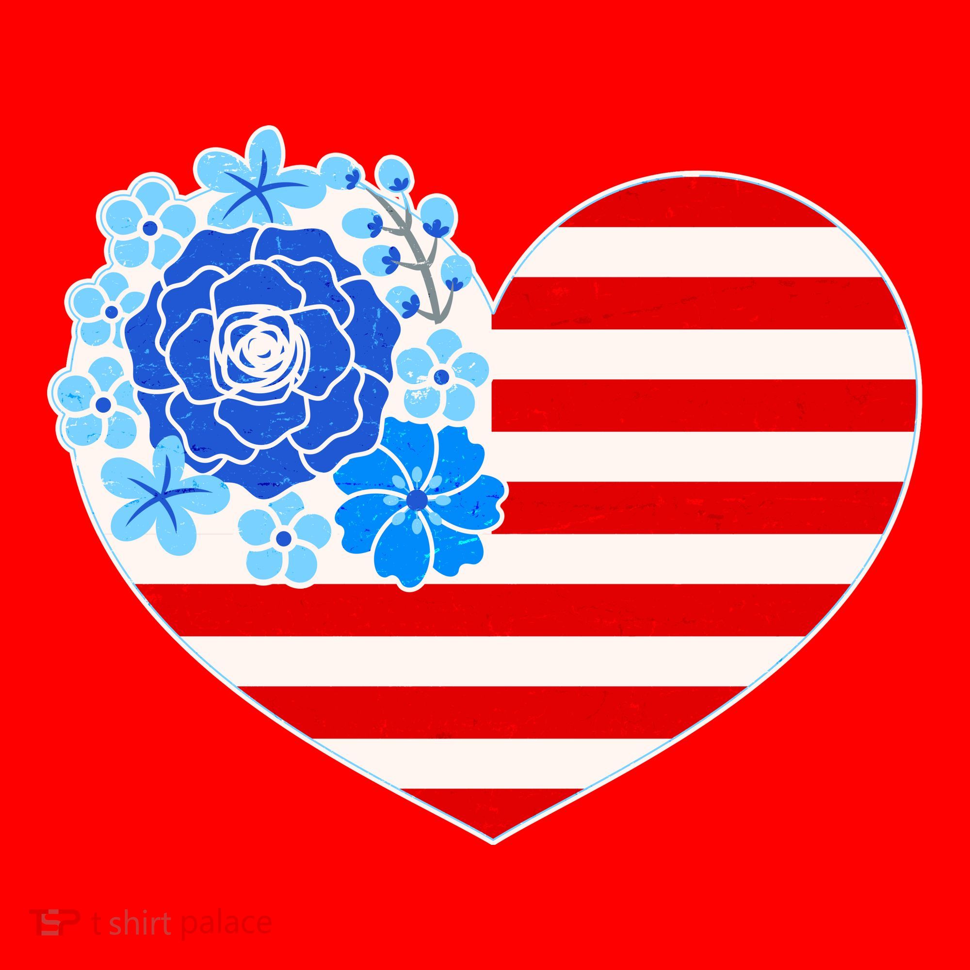 Cute USA American Flag Flower Heart Santa Hat