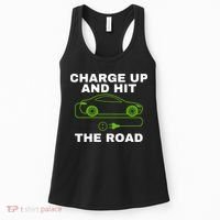 Charge Up And Hit The Road 100% Electric Funny Electric Vehicle Cool EV Women's Tank Top thumb 0