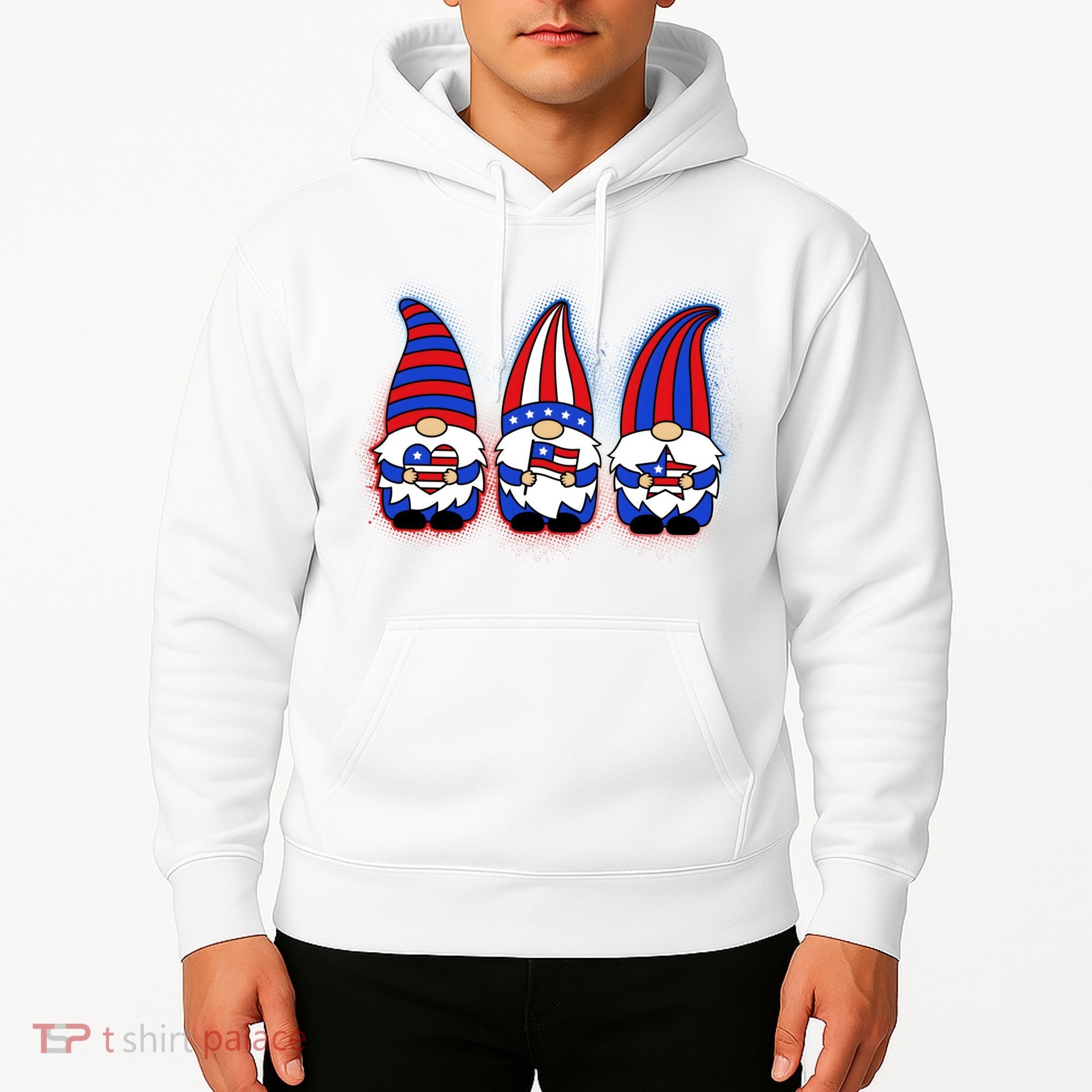 Cute USA American Flag Gnomes Hoodie