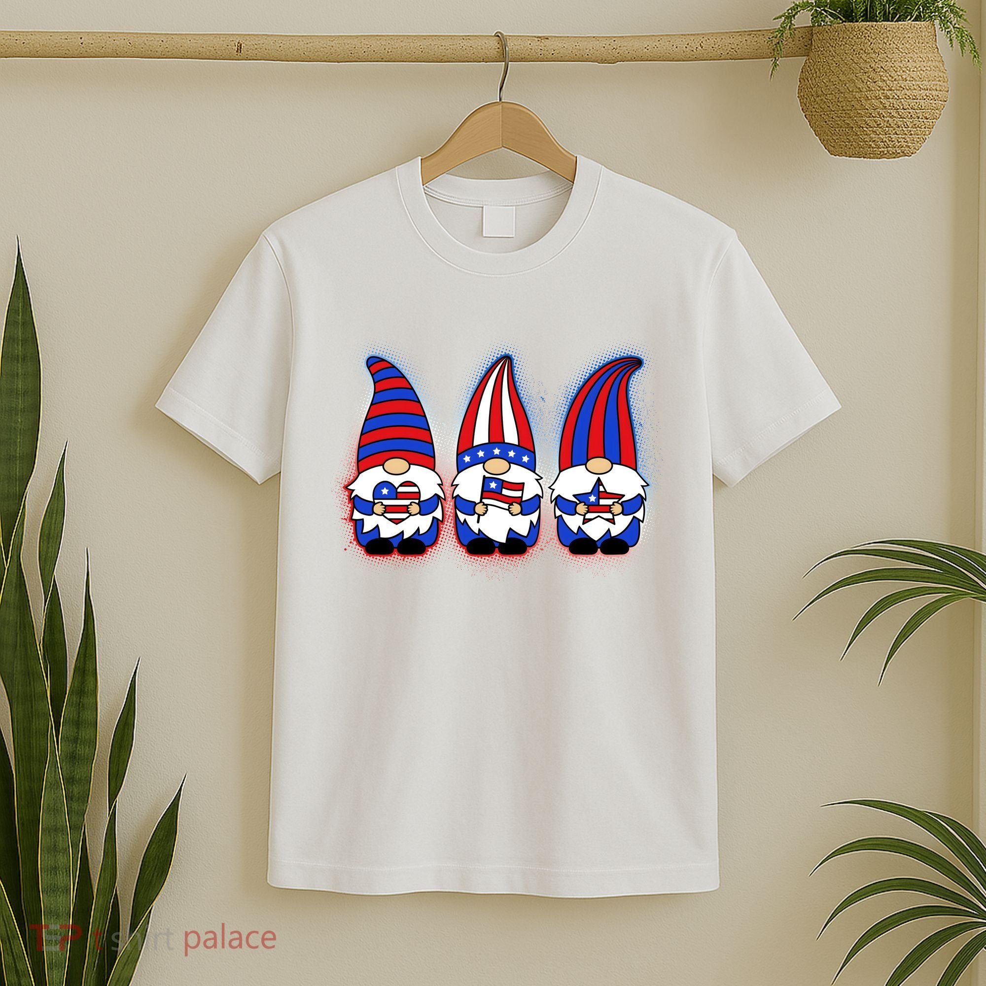 Cute USA American Flag Gnomes T-Shirt