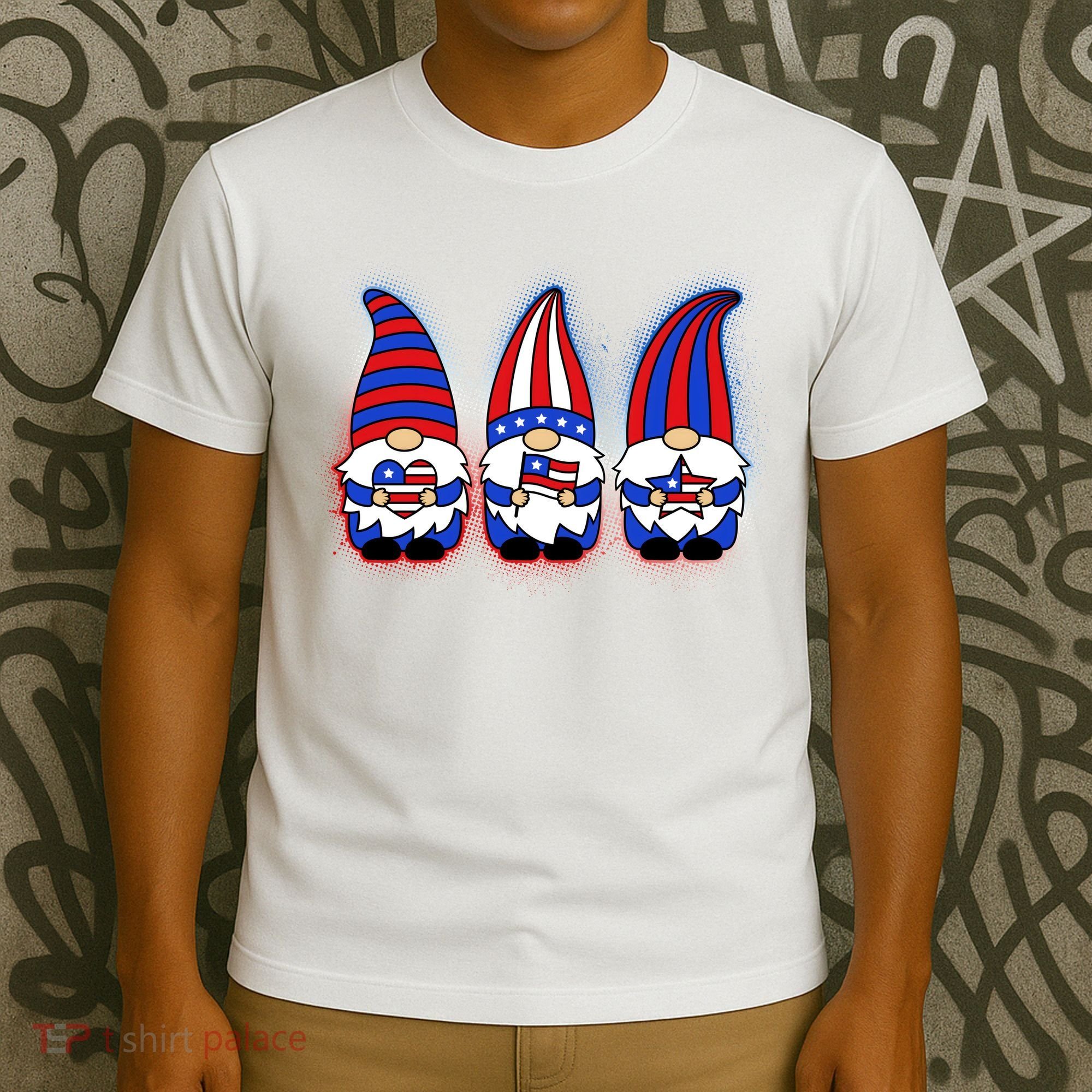Cute USA American Flag Gnomes T-Shirt