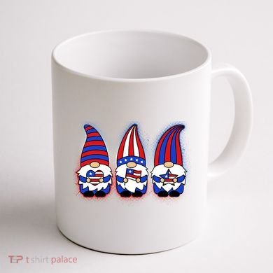 Cute USA American Flag Gnomes Coffee Mug back