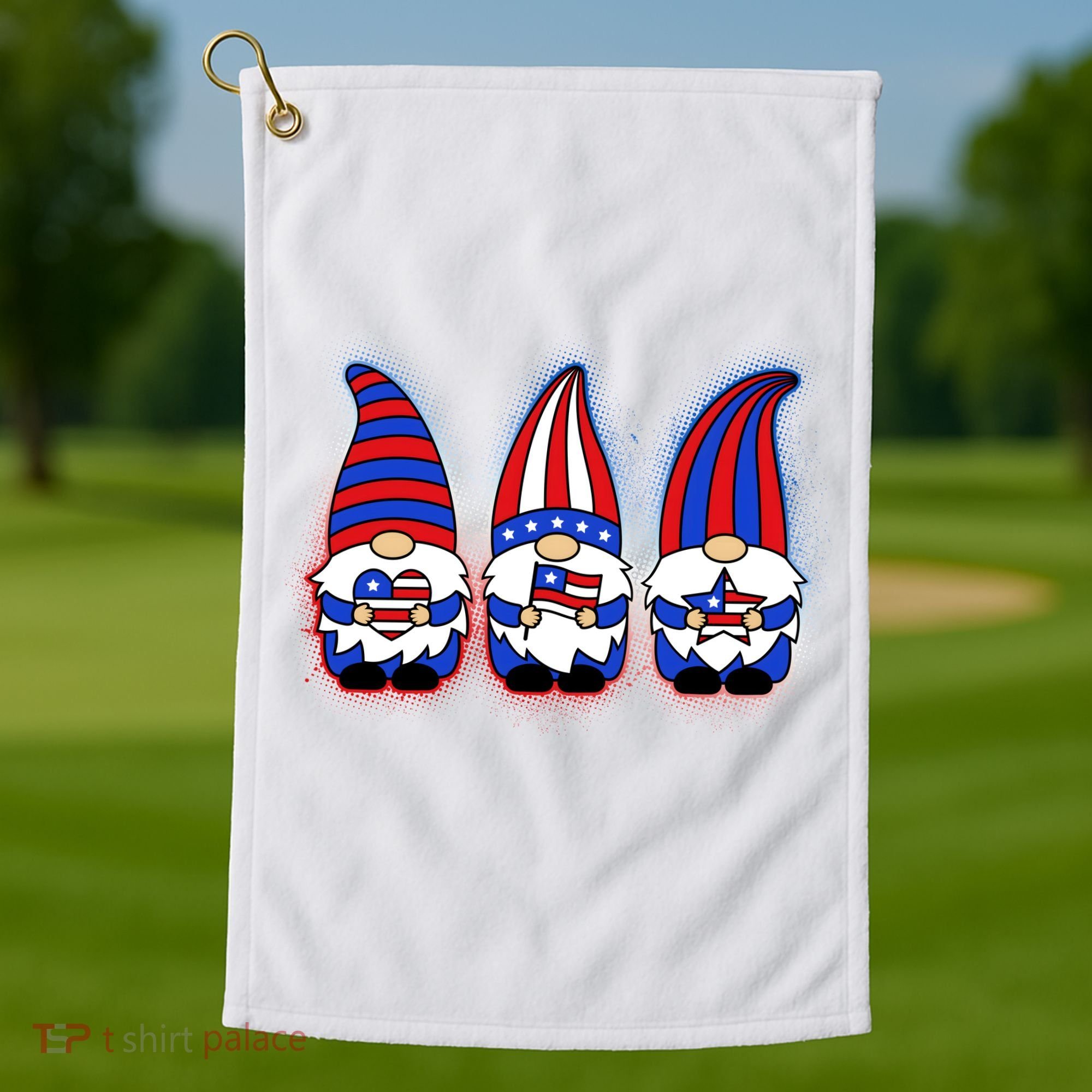 Cute USA American Flag Gnomes Golf Towel