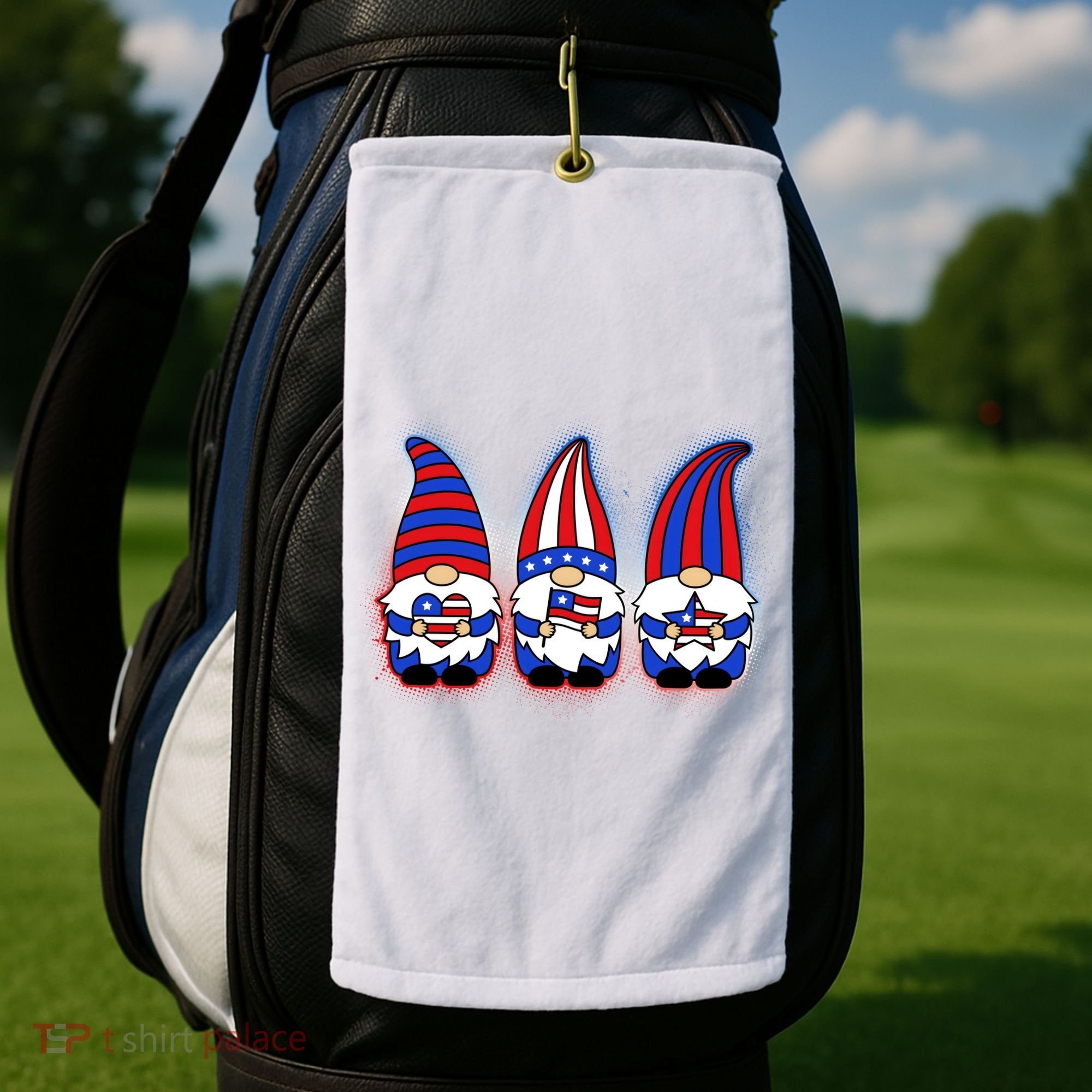 Cute USA American Flag Gnomes Golf Towel
