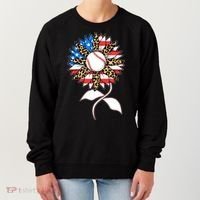 Cute USA American Flag Baseball Sunflower Women's Sweatshirt thumb 0