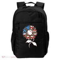 Cute USA American Flag Baseball Sunflower Backpack thumb 0