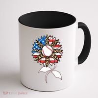 Cute USA American Flag Baseball Sunflower Coffee Mug thumb 1