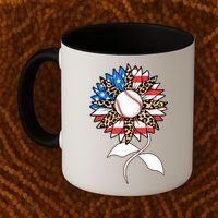 Cute USA American Flag Baseball Sunflower Coffee Mug thumb 2