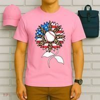 Cute USA American Flag Baseball Sunflower T-Shirt thumb 6