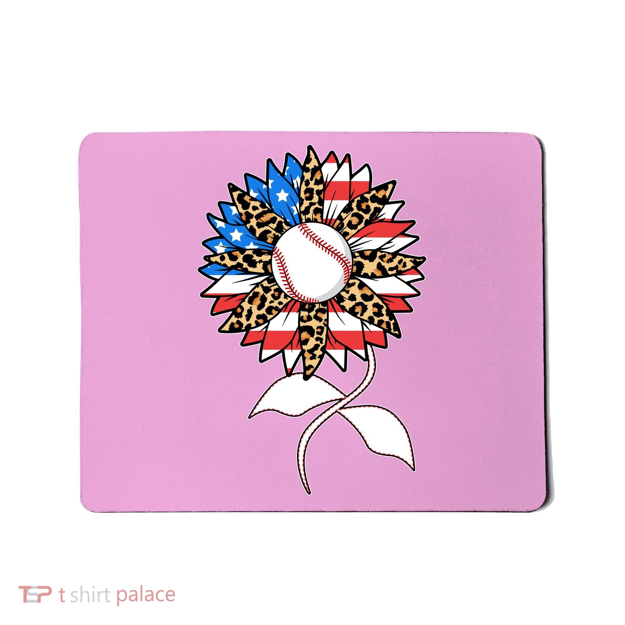 Cute USA American Flag Baseball Sunflower Mousepad