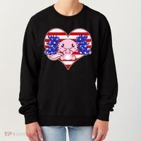 Cute USA American Flag Axolotl Women's Sweatshirt thumb 0