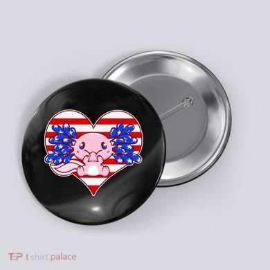 Cute USA American Flag Axolotl Button