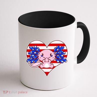 Cute USA American Flag Axolotl Coffee Mug back