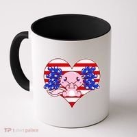 Cute USA American Flag Axolotl Coffee Mug thumb 0