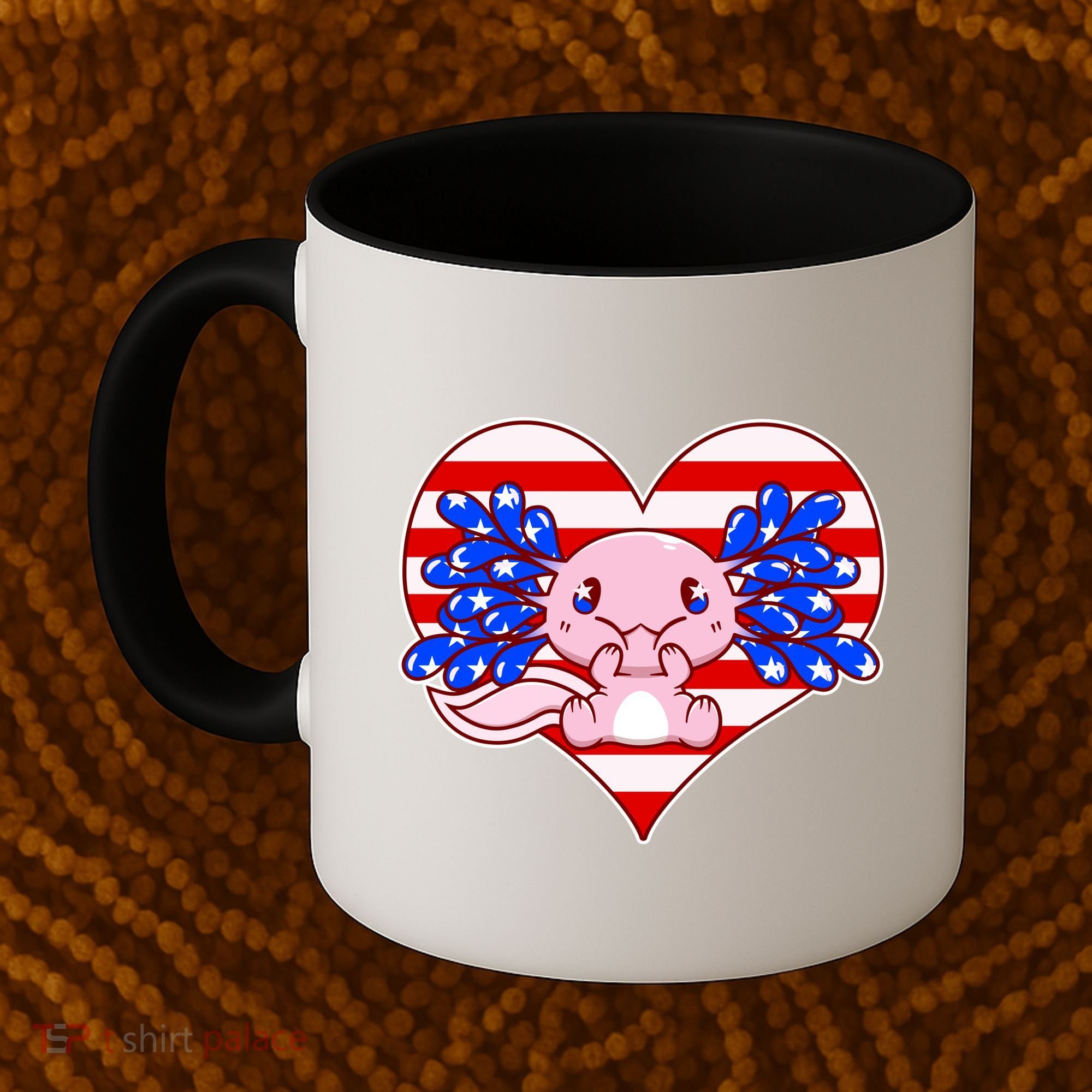 Cute USA American Flag Axolotl Coffee Mug