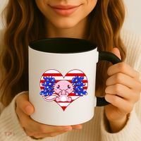Cute USA American Flag Axolotl Coffee Mug thumb 3