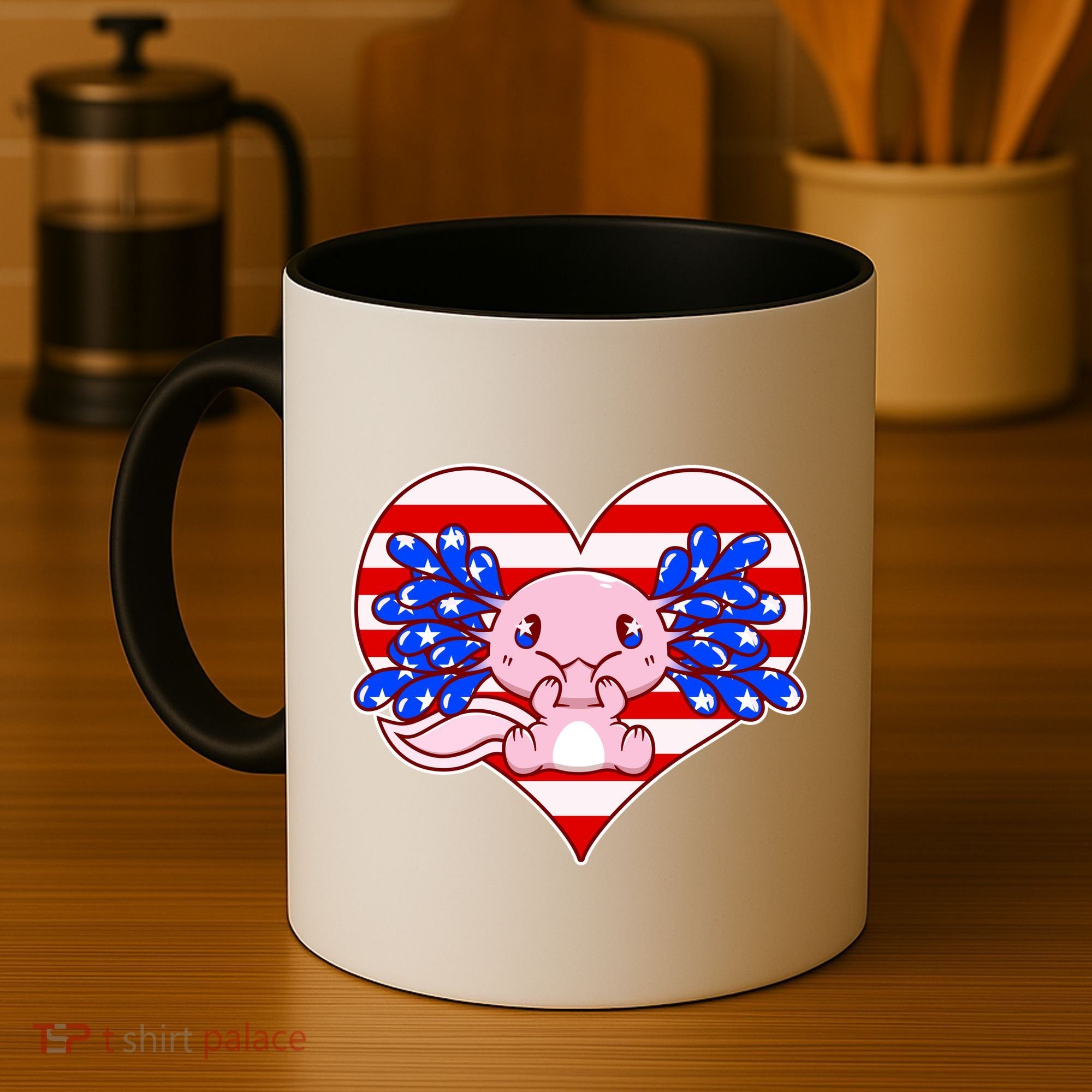 Cute USA American Flag Axolotl Coffee Mug